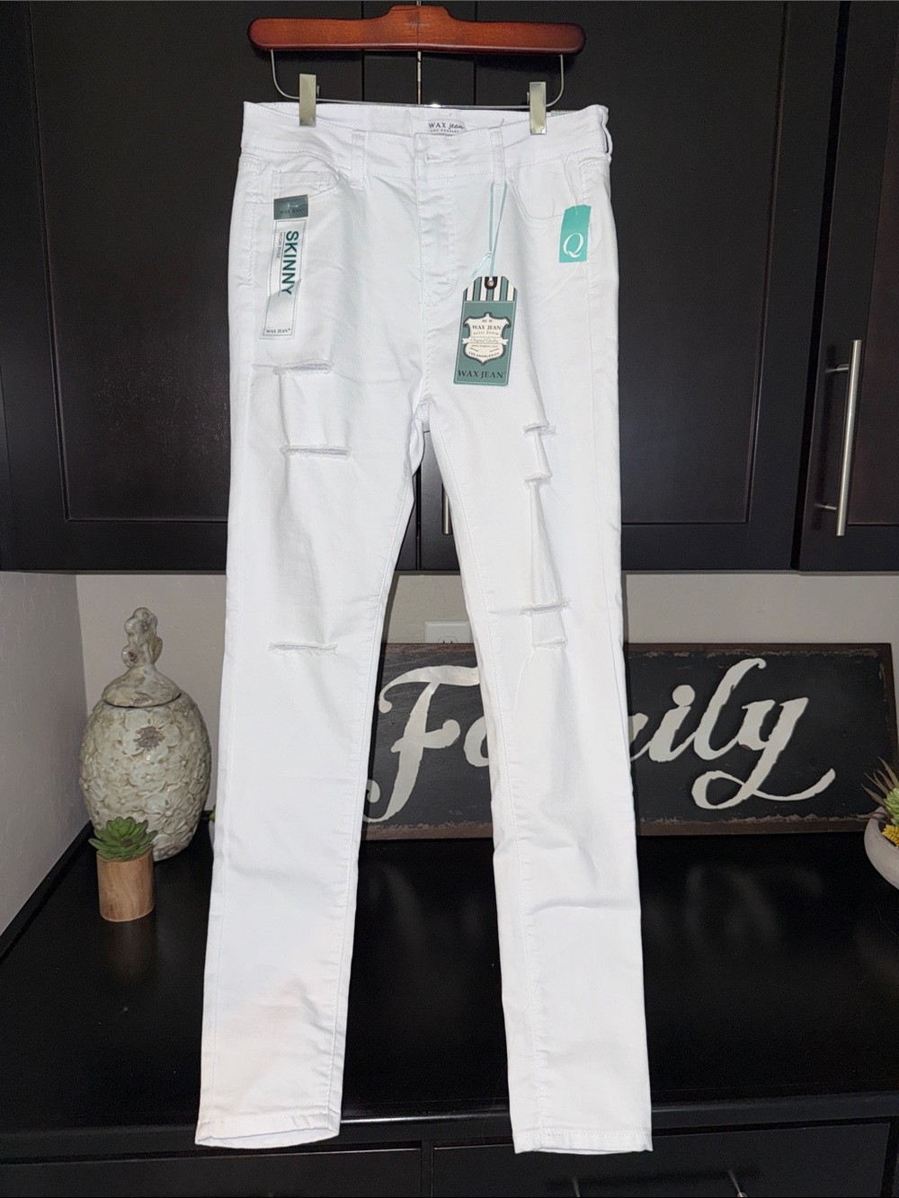 Wax White Skinny Distressed Women's Jeans
